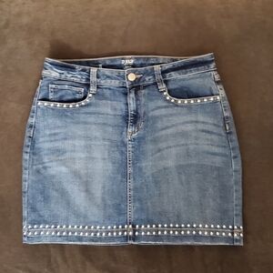 A.N.A. Studded Blue Denim Mini Skirt